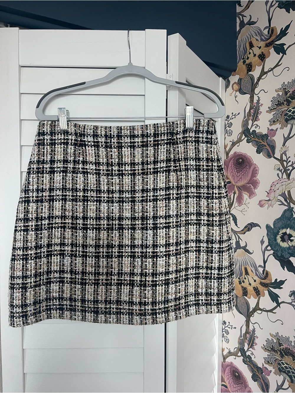 Aritzia Black & White Tweed Plaid Mini Skirt